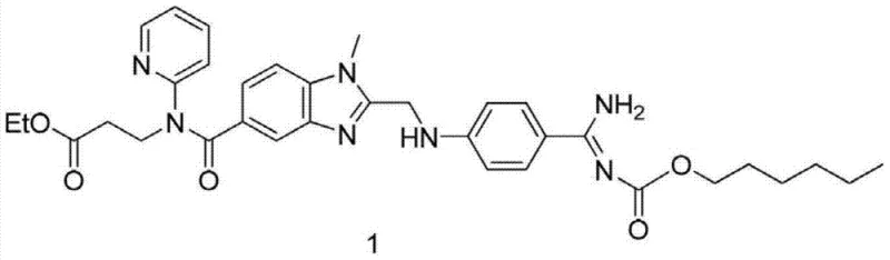 Chemical structure of Dabigatran Etexilate showing the core molecular framework targeted by the new synthesis method