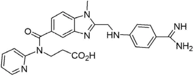 Chemical structure of Dabigatran showing the core benzimidazole and amidine moieties
