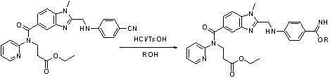 Novel one-pot synthesis route converting nitrile to tosylate salt via alcoholysis and ammonolysis