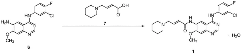 Final condensation reaction scheme coupling amine intermediate with acrylamide side chain