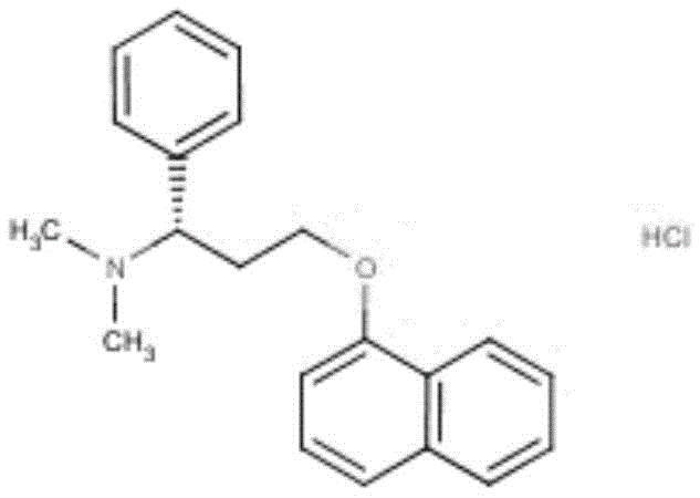 Chemical structure of Dapoxetine Hydrochloride showing the naphthyl ether and amine groups essential for SSRI activity