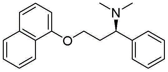 Chemical structure of Dapoxetine showing the naphthalene ether and dimethylamine moieties