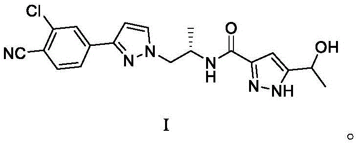 Chemical structure of Darolutamide (Formula I) showing the core pyrazole and benzamide motifs