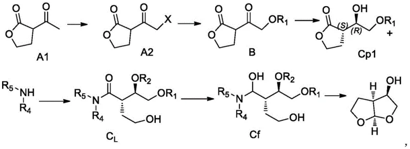Complete synthetic route overview showing halogenation, acylation, enzymatic reduction, and cyclization steps