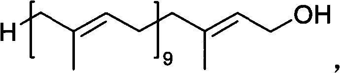 Chemical structure of Decaisoprenol showing the all-trans polyene chain essential for Coenzyme Q10 synthesis