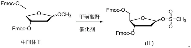 Synthesis of the key 2-deoxy-D-ribose derivative (III) via mesylation of Intermediate II