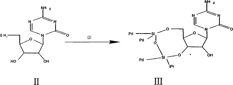 Chemical reaction scheme showing the protection of 3,5-hydroxyl groups using TIPDS-Cl2 to form Intermediate III