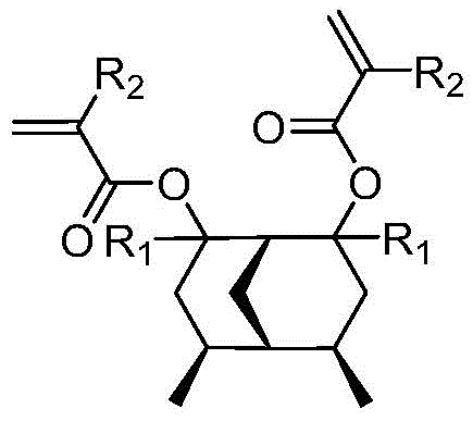 General chemical structure of the degradable photoresist resin monomer showing R1 and R2 substituents