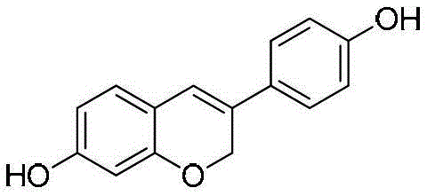Chemical structure of Dehydroequol (Haginin E) showing the chromene core and phenolic hydroxyl groups