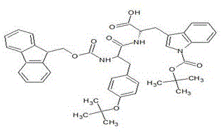 Chemical structure of Fmoc-Tyr(tBu)-D-Trp(Boc)-OH fragment showing protected tyrosine and tryptophan residues