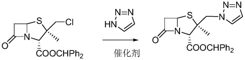 Novel catalytic synthesis route for desoxytazobactam diphenylmethyl ester showing improved yield and safety