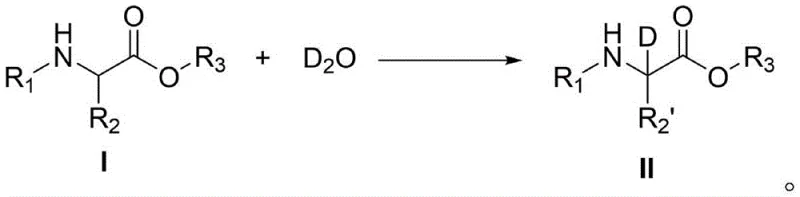 General reaction scheme showing direct deuteration of amino acid esters using D2O and composite catalyst