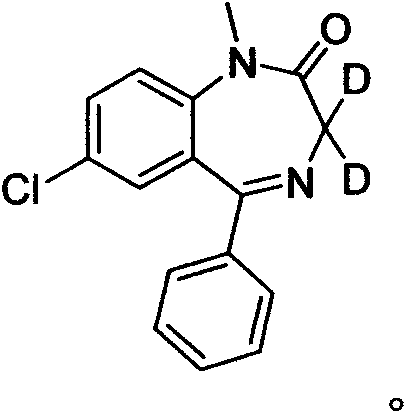 Reaction scheme converting Diazepam to Deuterated Diazepam using K2CO3 and CDCl3
