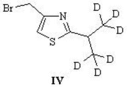 Reaction scheme showing the cyclization to form the deuterated thiazole intermediate IV