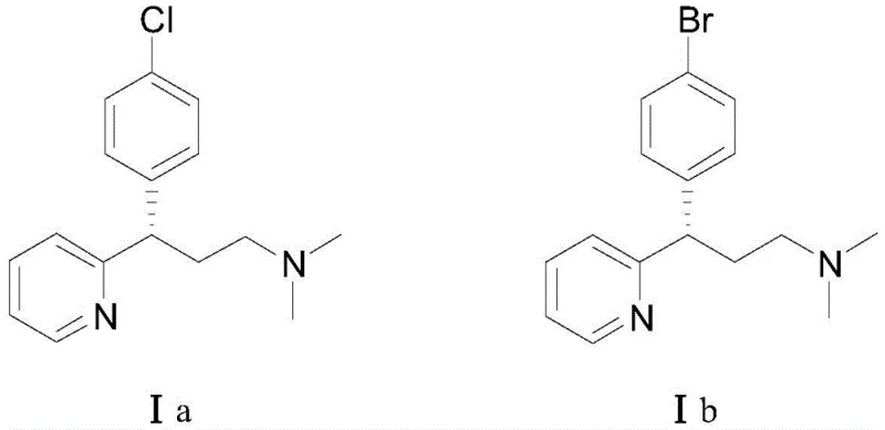 Chemical structures of target compounds dexchlorpheniramine (Ia) and dexbrompheniramine (Ib)
