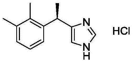 Chemical structure of Dexmedetomidine Hydrochloride showing the imidazole ring and dimethylphenyl group