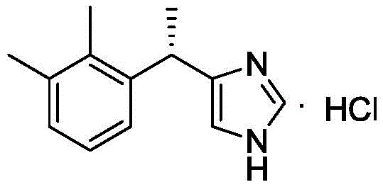 Chemical structure of Dexmedetomidine Hydrochloride showing the imidazole ring and dimethylphenyl group