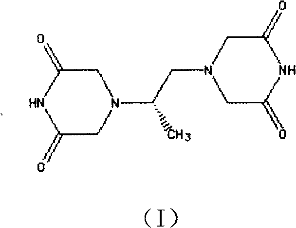Chemical structure of Dexrazoxane (I) showing the bis-piperazine-dione core