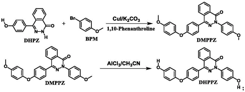 Two-step synthesis route of DHPPZ bisphenol monomer via Ullmann coupling and Lewis acid reduction