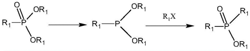 Isomerization reaction mechanism converting phosphinite intermediates to dialkyl phosphonates