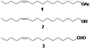 Chemical structures of diamondback moth sex pheromone components including acetate, alcohol, and aldehyde variants