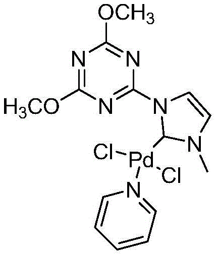 Chemical structure of the stable pyridine-palladium catalyst complex used in the synthesis