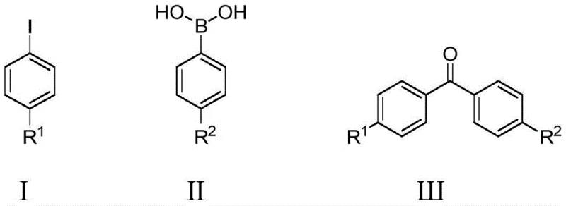 General reaction scheme for diaryl ketone synthesis using aryl iodide, aryl boronic acid, and CO catalyzed by pyridine-palladium