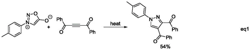 Reaction equation of conventional method using ionic compounds and aryl-substituted butynedione