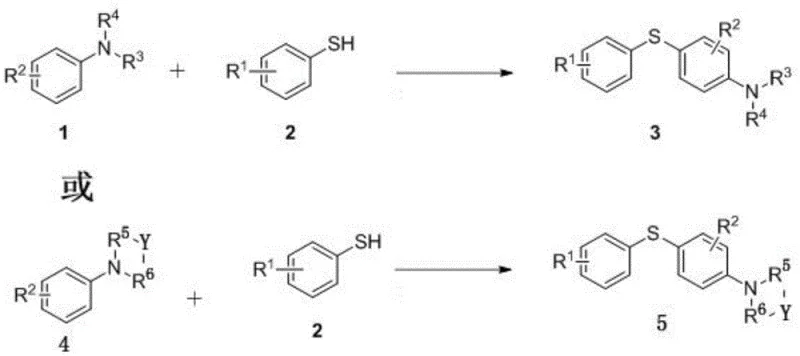 General reaction scheme for transition-metal-free synthesis of diaryl thioethers using aniline and thiophenol derivatives