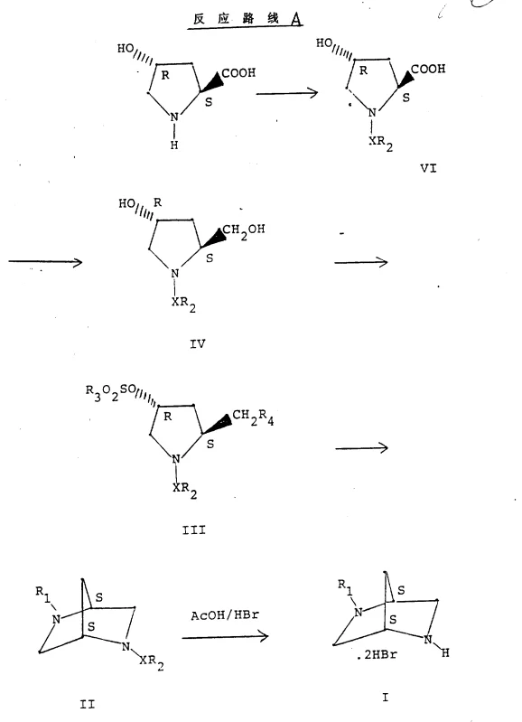 Reaction Scheme A showing the synthesis of S,S-stereoisomer from 4-hydroxy-L-proline