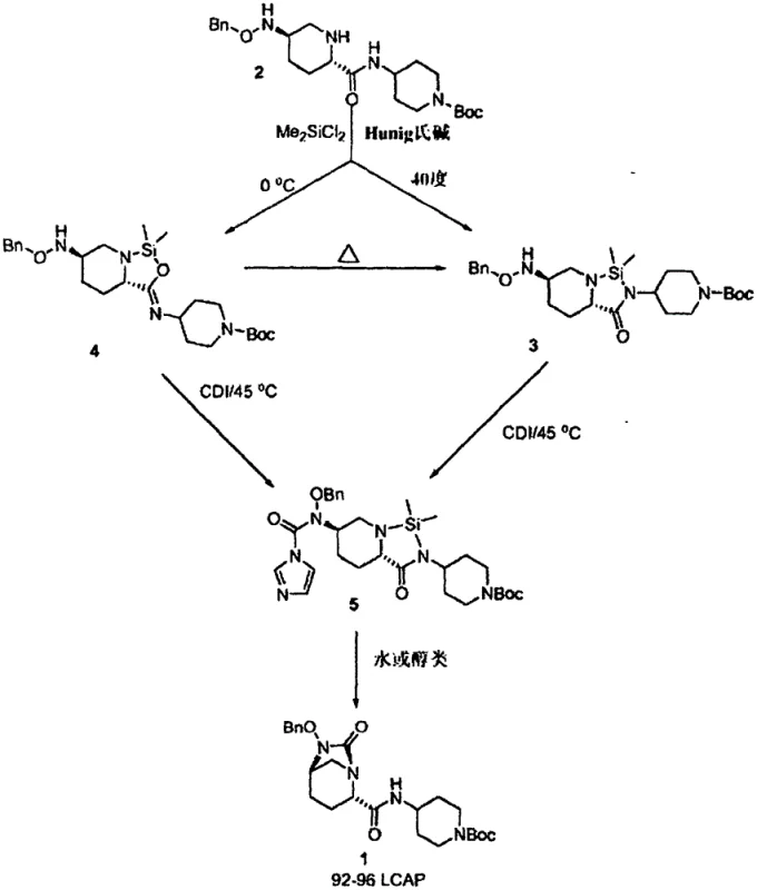 Exemplary reaction scheme showing the conversion of diamine to urea intermediate via silicon mediation