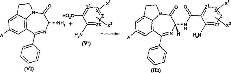 Method B reaction scheme showing direct coupling of unprotected anthranilic acid