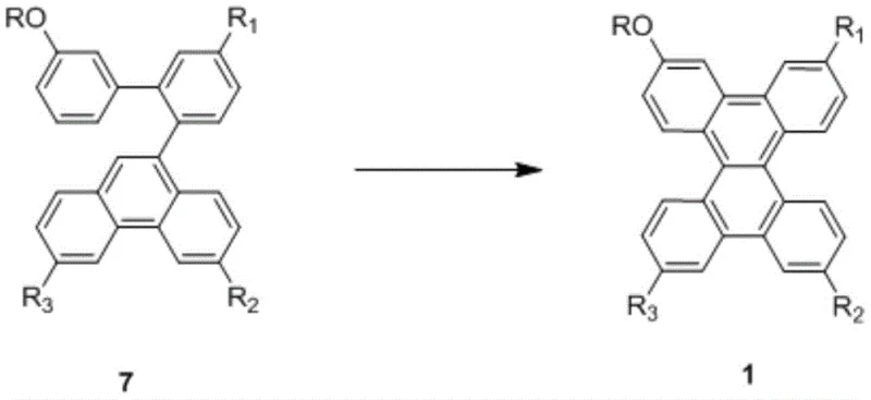 General reaction scheme for the oxidative ring-closing of compound 7 to form dibenzo[g,p]chrysene derivative 1