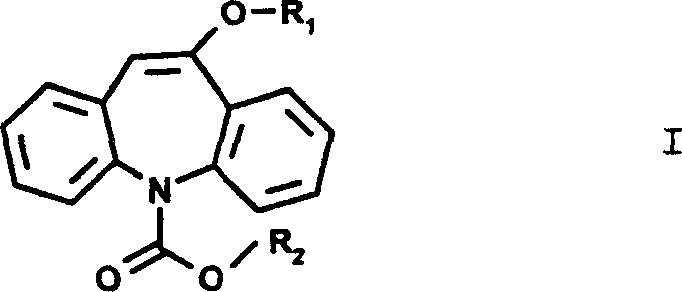 General structure of Dibenzo[b,f]azepine derivatives (Formula I) used as Oxcarbazepine intermediates