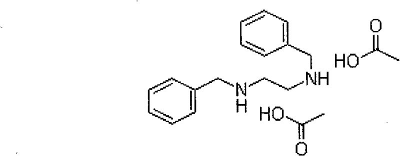 Chemical structure of Dibenzyl Ethylenediamine showing the core diamine backbone with two benzyl groups
