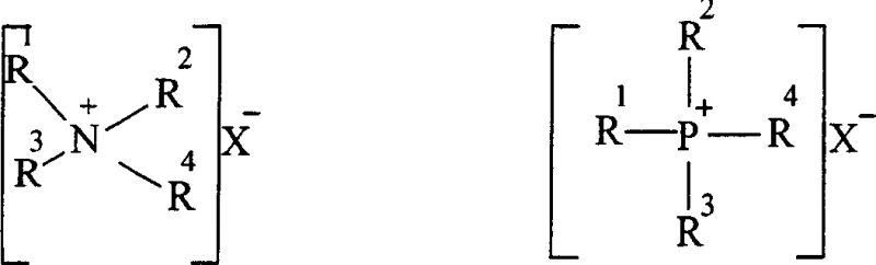 General chemical structures of quaternary ammonium and phosphonium phase transfer catalysts used in the synthesis