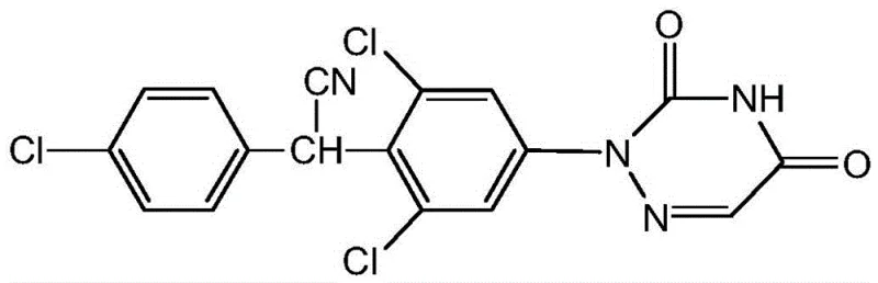 Chemical structure of Diclazuril showing the dichlorophenylacetonitrile and triazinone moieties