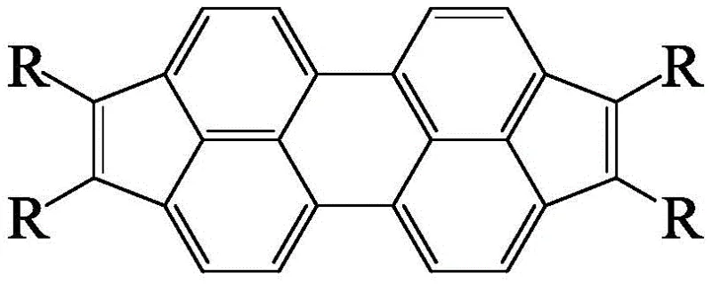 General structural formula of dicyclopenteno perylene derivative showing variable R groups