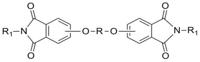 General chemical structure of diether diphthalimide showing variable R and R1 groups
