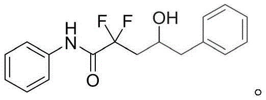 Chemical structure of 2,2-difluoro-4-hydroxy-N,5-diphenyl valeramide produced in Example 1