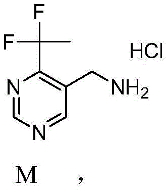 Chemical structure of Compound M: [4-(1,1-difluoro-ethyl)-pyrimidine]-5-methanamine hydrochloride