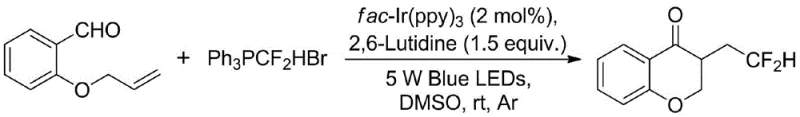 Specific example of the synthesis yielding 85% of the target difluoromethylated chromanone