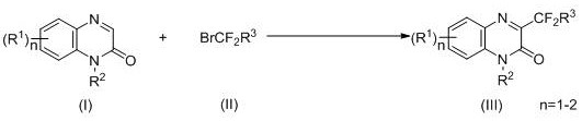 General reaction scheme for C-3 difluoromethylation of quinoxalinones using visible light photocatalysis