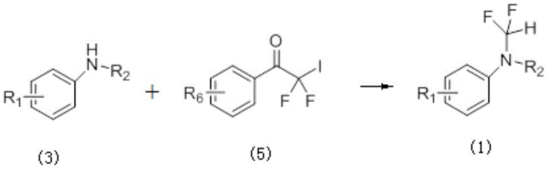 General reaction scheme for difluoromethylation of aromatic amines using difluoroiodoketones