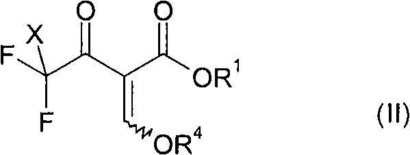 Formula II showing the trifluoroacetoacetate derivative starting material