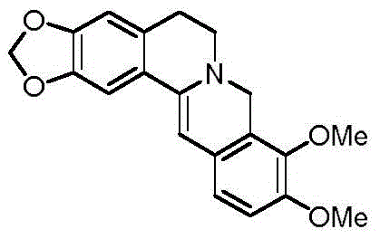 Chemical structure of Dihydroberberine showing the isoquinoline backbone
