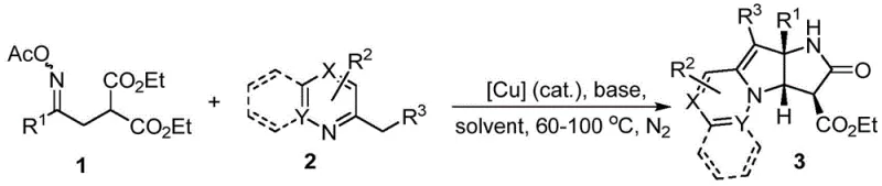 General reaction scheme for copper-catalyzed synthesis of dihydroindolizinopyrrolone derivatives