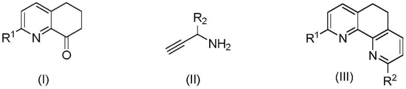 General reaction scheme for metal-free synthesis of substituted dihydrophenanthroline compounds from quinoline ketones and propargylamines