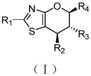 General chemical structure of dihydropyrano-thiazole compounds showing variable substituents R1, R2, R3, and R4