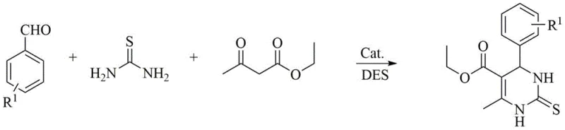 Synthesis route for 4-aryl-5-ethoxycarbonyl-3,4-dihydropyrimidine-2-thione using thiourea